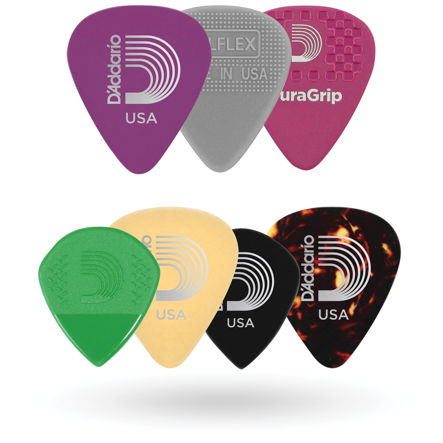 DAddario Assorted Guitar Picks, 7-pack, Heavy