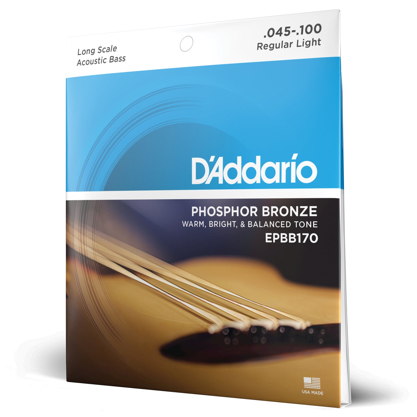 DAddario EPBB170 Phosphor Bronze Acoustic Bass Strings, Long Scale, 45-100