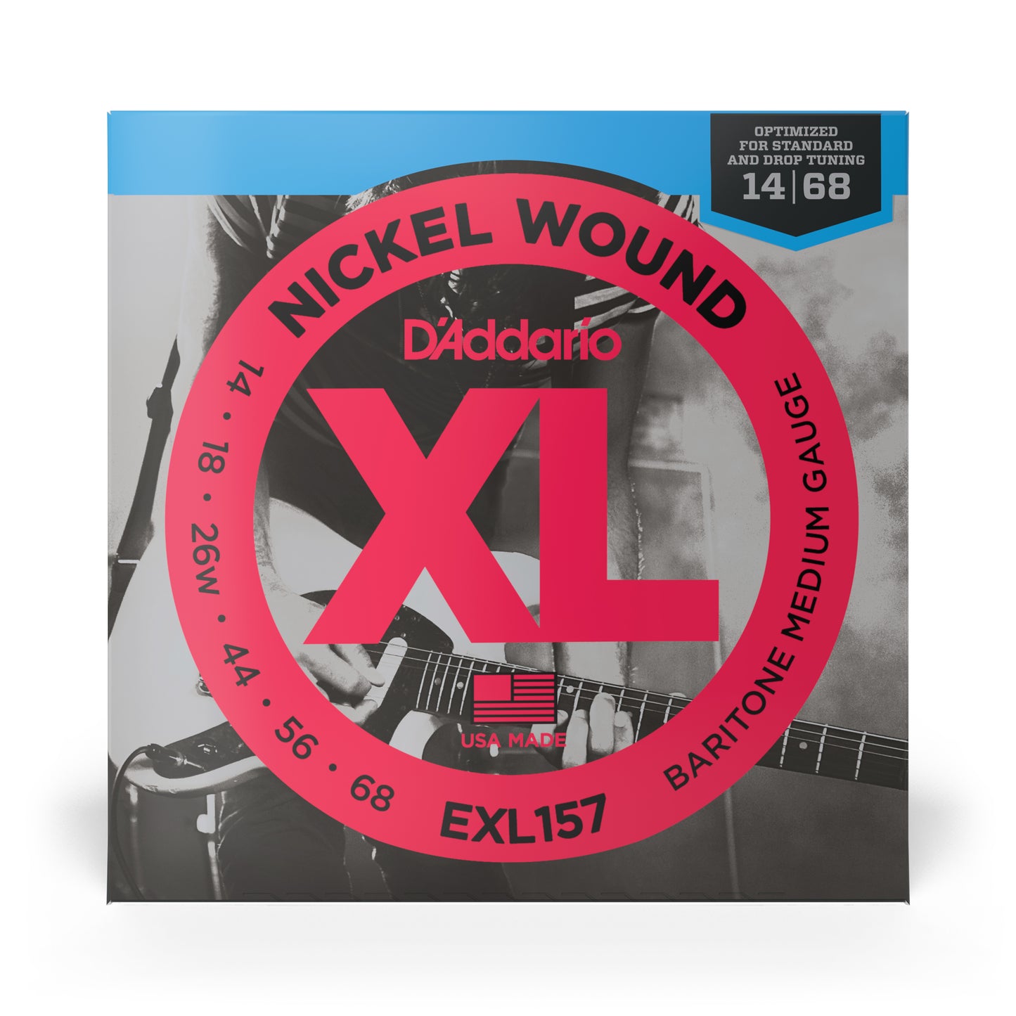 DAddario EXL157 Nickel Wound Electric Guitar Strings, Baritone Medium, 14-68