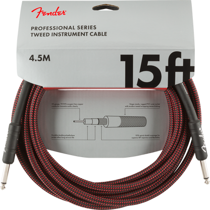 Fender Professional Series Instrument Cable 15' (Red Tweed)