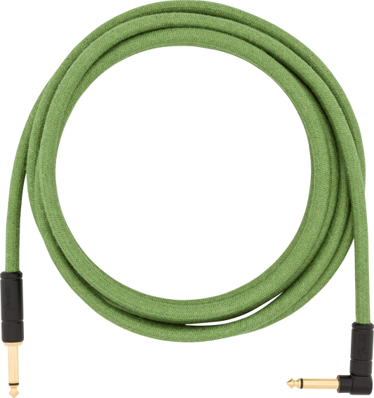 Fender Festival Instrument Cable, Straight/Angle, 10ft, Pure Hemp, Green