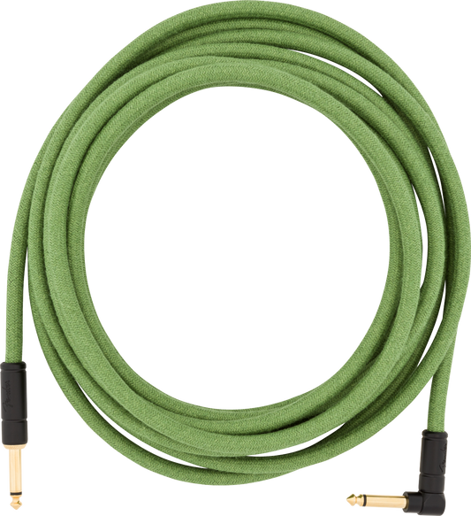 Fender Festival Instrument Cable Straight/Angle 18.6ft Pure Hemp Green