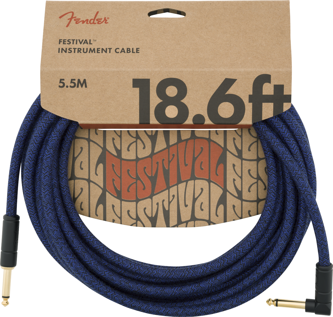 Fender Festival Instrument Cable Straight/Angle 18.6 Pure Hemp Blue Dream