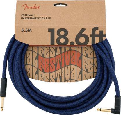 Fender Festival Instrument Cable Straight/Angle 18.6 Pure Hemp Blue Dream
