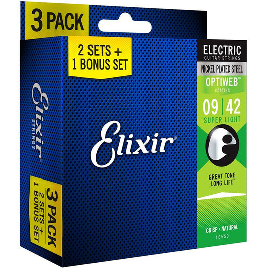 Elixir Optiweb Electric 9-42 Super Light 3 Pack