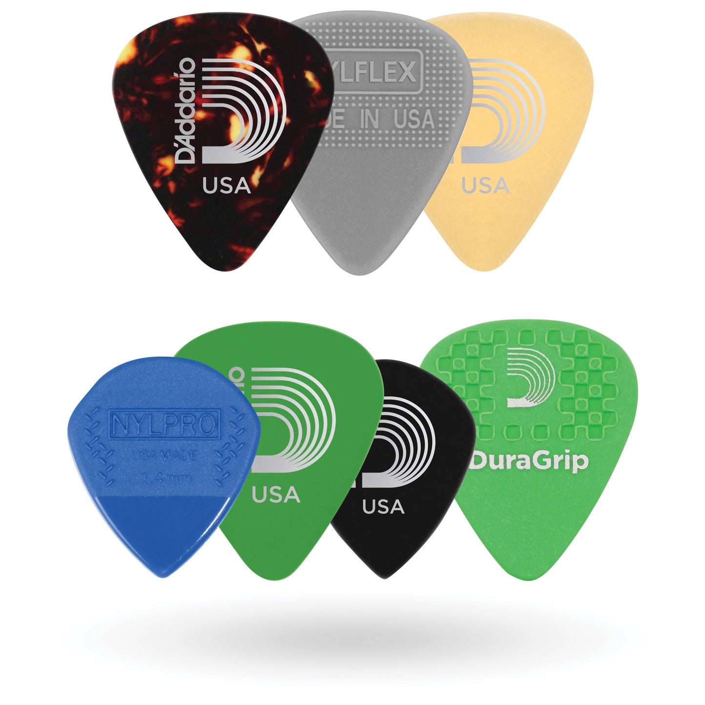 DAddario Assorted Guitar Picks, 7-pack, Medium