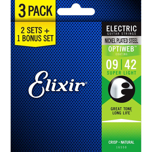 Elixir Optiweb Electric 9-42 Super Light 3 Pack