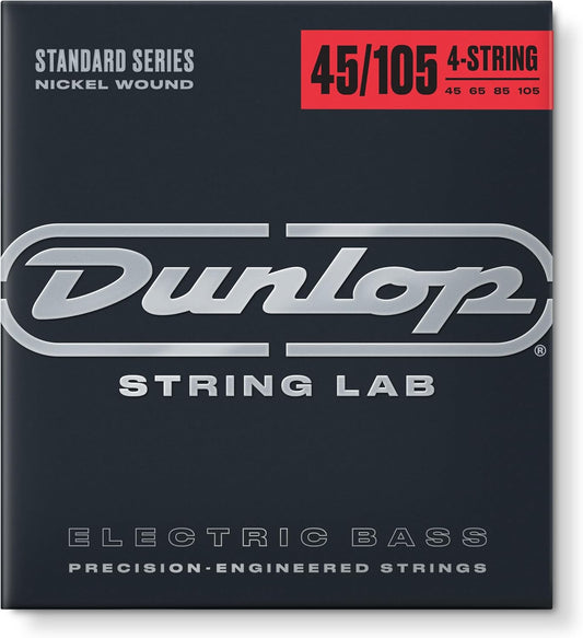 Dunlop DBN45105 Nickel Wound Steel Bass Guitar Strings, 45-105 Gauge
