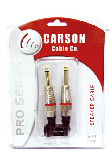Carson PRO 20 Foot Black Speaker Lead Cable Straig