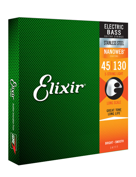 Elixir 14777 Nanoweb Bass Stainless Steel Med-Light 45-130 5 String