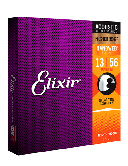 Elixir 16102 Nanoweb Phosphor Bronze Medium 13-56