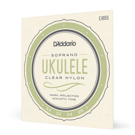 D'Addario EJ65S Pro-Arte Custom Extruded Clear Nylon Ukulele Strings - (Soprano)