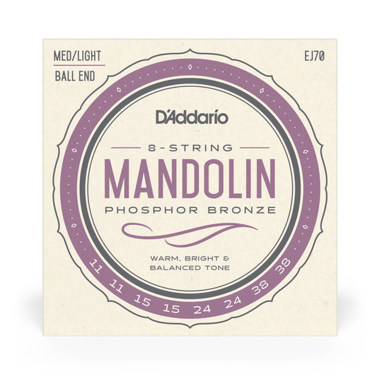 D'Addario EJ74 Mandolin Strings, Phosphor Bronze, Medium w/ Ball End 11-38