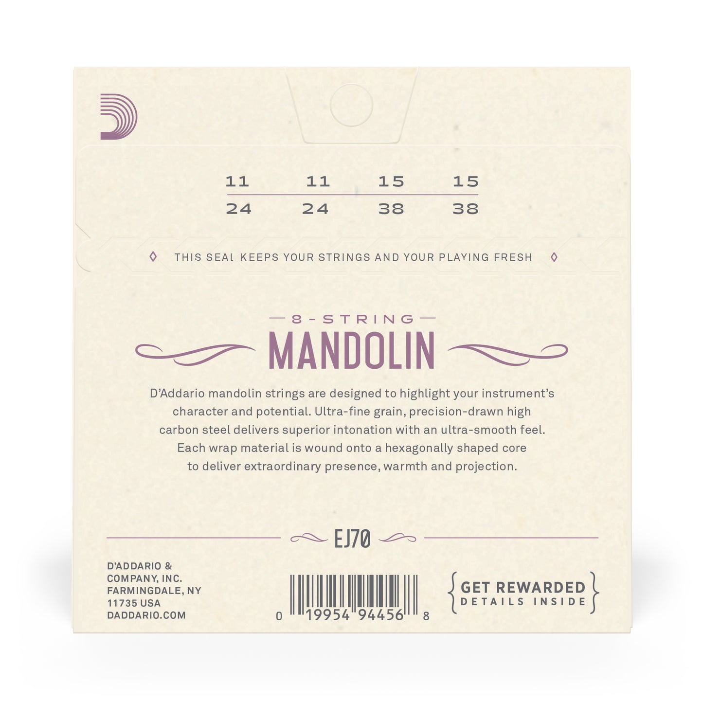 D'Addario EJ74 Mandolin Strings, Phosphor Bronze, Medium w/ Ball End 11-38