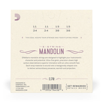 D'Addario EJ74 Mandolin Strings, Phosphor Bronze, Medium w/ Ball End 11-38