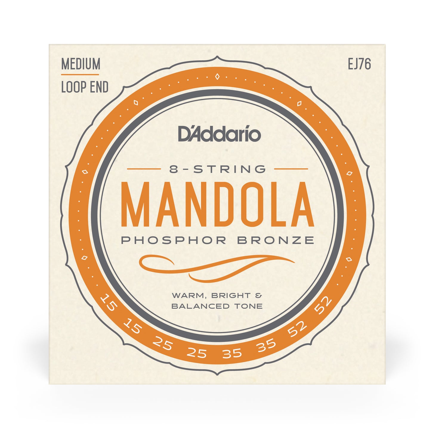 DAddario EJ76 Phosphor Bronze Mandola Strings, Medium, 15-52