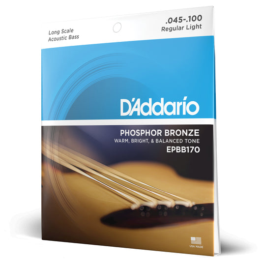 DAddario EPBB170 Phosphor Bronze Acoustic Bass Strings, Long Scale, 45-100