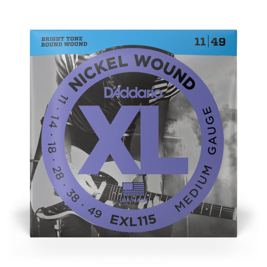DAddario EXL115 Nickel Wound Electric Guitar Strings, Medium/Blues-Jazz Rock, 11-49