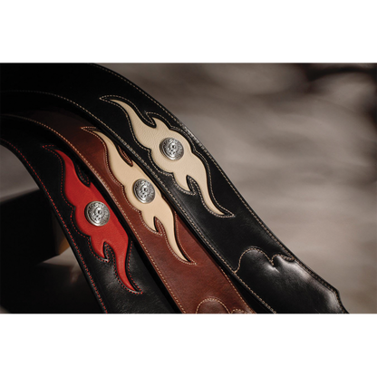 Franklin 3 Inch Sculpted Ball Padded Cognac Leather with Cream Flame Insert & Concho