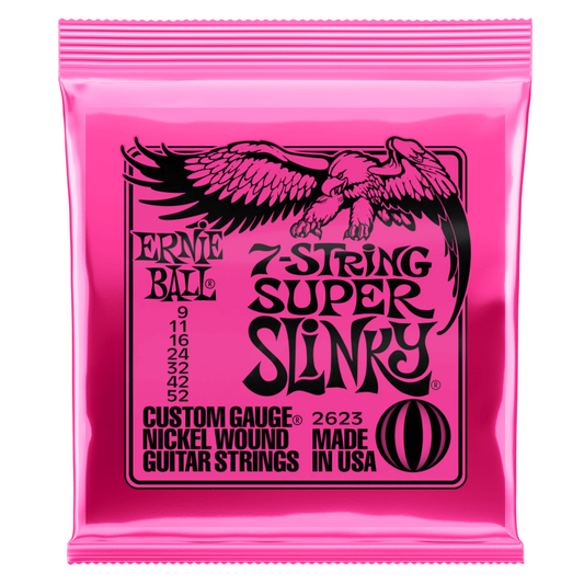 Ernie Ball 'Super Slinky Nickel Wound 7-String Electric Guitar Strings 9-52 Gauge