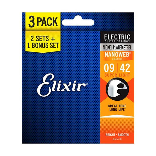 Elixir Nanoweb Electric 9-42 Super Light 3 Pack