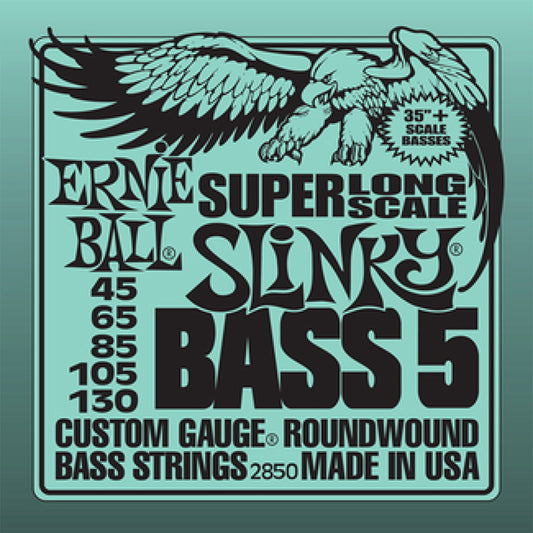 Ernie Ball Bass 5 Slinky Super Long Scale Electric Bass Strings - 45-130 Gauge