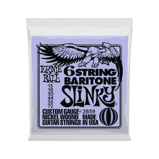 Ernie Ball Slinky 6-String w/ small ball end 29 5/8 scale Baritone Guitar Strings - 13-72 Gauge