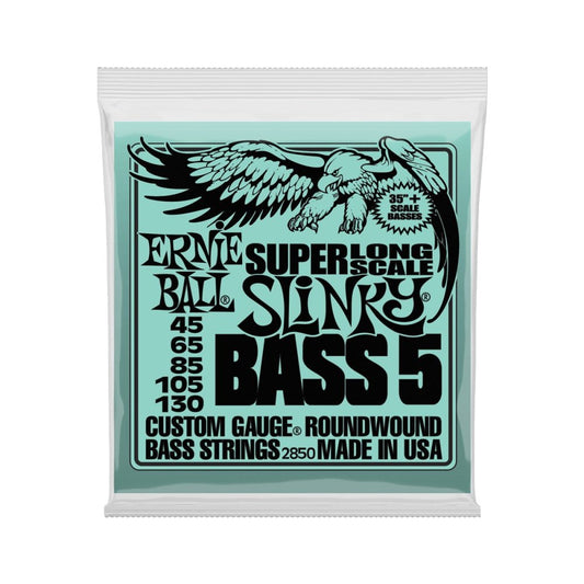 Ernie Ball Bass 5 Slinky Super Long Scale Electric Bass Strings - 45-130 Gauge