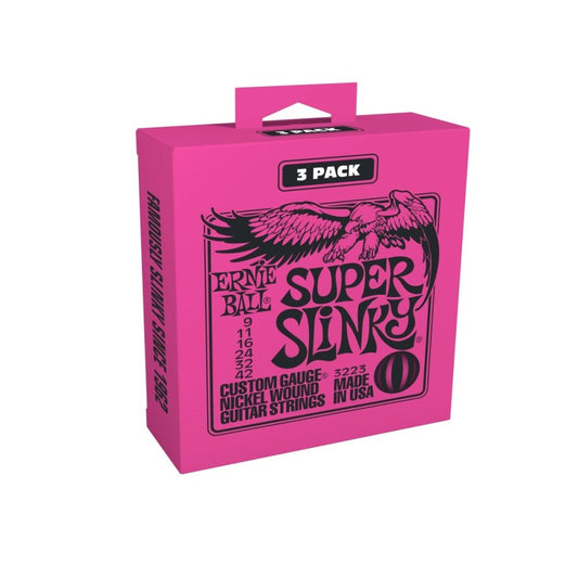 Ernie Ball Super Slinky Nickel Wound Electric Guitar Strings 3 Pack - 9-42 Gauge